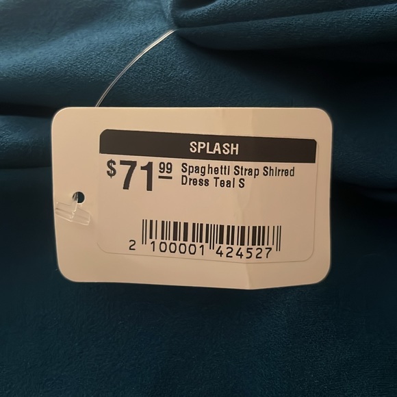 Homecoming dress - SPLASH - Spaghetti strap shirred dress teal S - Picture 4 of 5